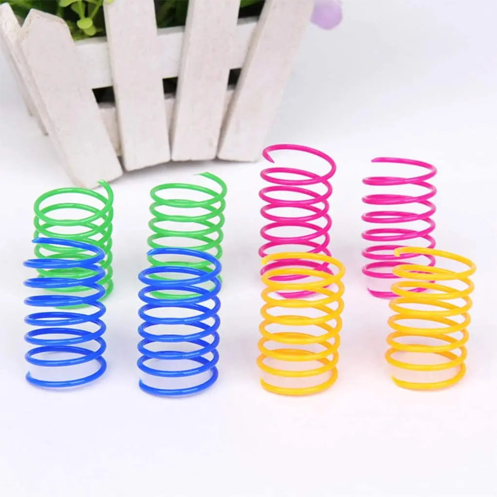 HKM-456915 Interactive 4-Piece Durable Plastic Spiral Spring Toy for Cats