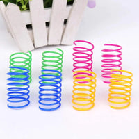 HKM-456915 Interactive 4-Piece Durable Plastic Spiral Spring Toy for Cats