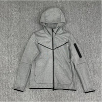 HKM-981075 Men's Plus Size Sports Hoodie Long Sleeved Zippered Jacket Thick Trench Coat for Winter Clothing Men's Coats