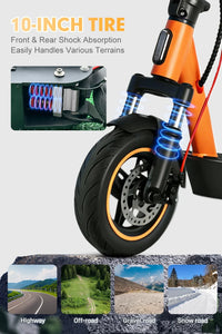 HKM-6651859 Electric Scooter 1200W Motor 60V 15.6Ah Battery 31 Mile Range 11-Inch Tires Disc Brakes Foldable Dual Suspension