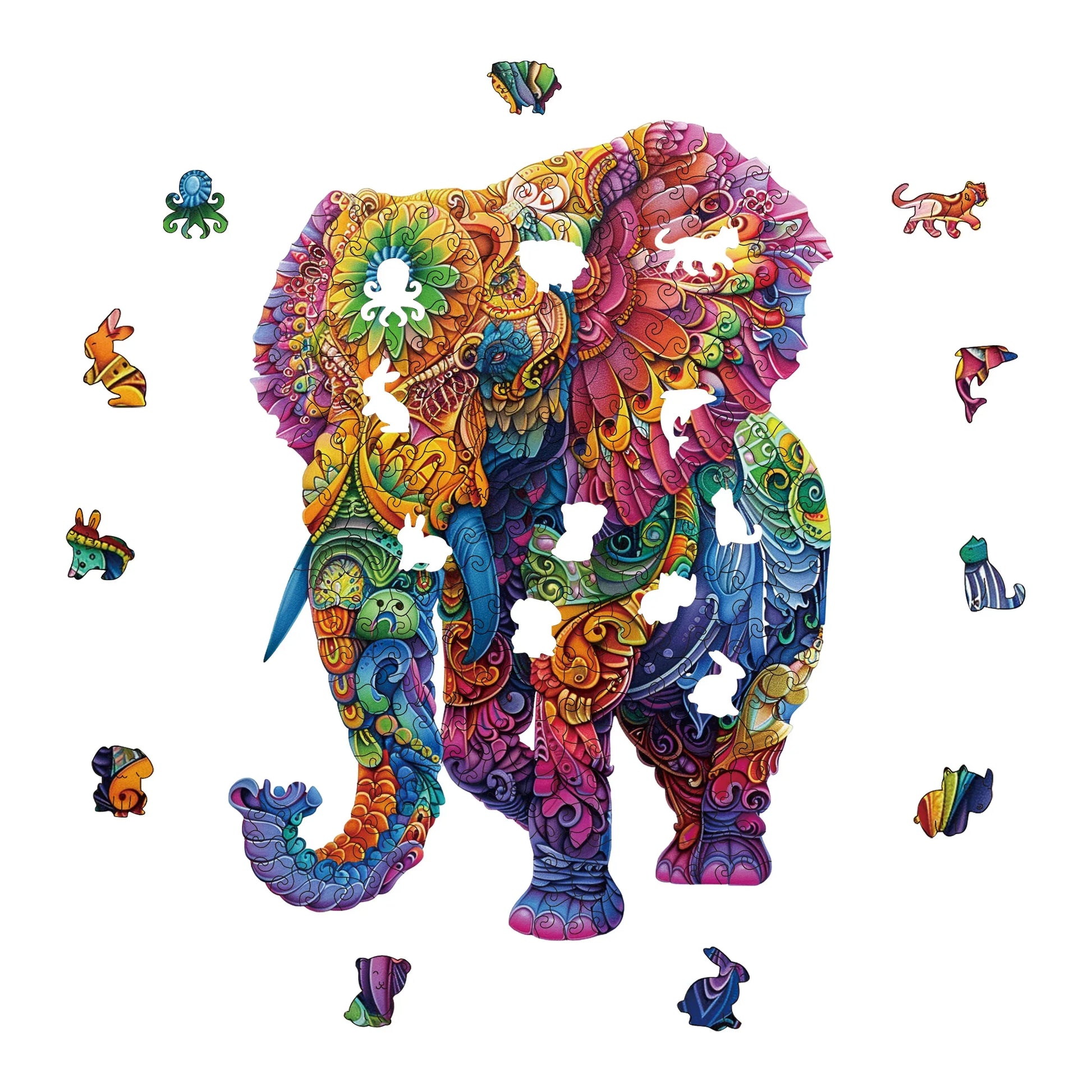 KTX-105299 DIY Unique Shape Wooden Animal A4 Jigsaw Puzzle for Adults with Wooden Pieces