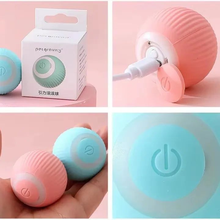 HKM-833171 Automatic Rolling Cat Ball Interactive Toy for Indoor Kittens with Smart Features and Rechargeable Battery