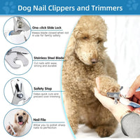 HKM-617299 6PCS Dog Grooming Kit - Includes Flea Comb, Bath Brush, and Nail Clipper for Cats and Dogs
