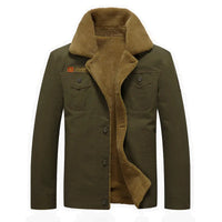 HKM-210451 Men's Winter Jacket Fleece-Wrapped and Windproof Washed Cotton Style Youth Thermal Motorcycle Jacket Canvas Fabric