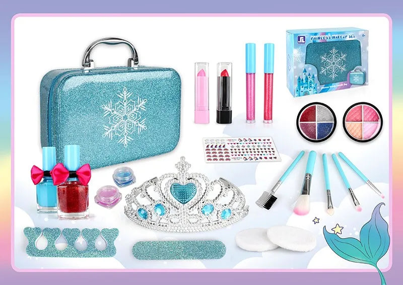 HKM-836627 Kids Real Washable Lip Gloss and Mini Nail Makeup Kit Set for Girls