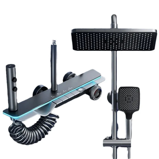 KTX-441619 Intelligent Constant Temperature Digital Shower Head with Soft Spray Pattern, Polished Finish, 80l/min Flow Rate