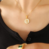 HKM-330323 Designer White Seashell Necklace Woman Gold Plated Stainless Steel Pendant Necklace Jewelry