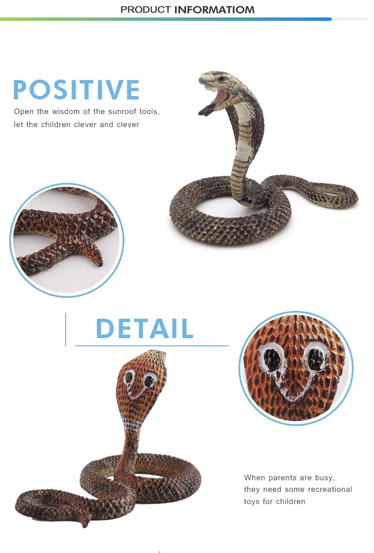 HKM-359763 Realistic Plastic Naja Snake Toy for Ages 5-13, Hand-Made in Guangdong, 4.5 x 7 x 4.5 CM