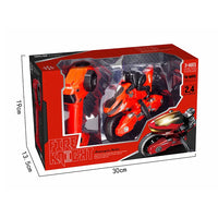 HKM-212883 2.4G Remote Control Stunt Motorcycle for Kids - 360° Rotation, Durable Red Mini Car, Indoor/Outdoor Fun