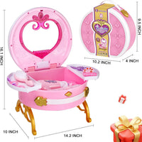 HKM-146195 Portable Princess Vanity Makeup Suitcase for Girls - Mini Dressing Table Playset