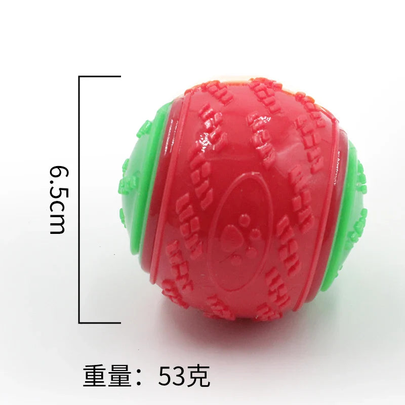HKM-126931 Interactive 6.5 cm TPR Dog Chew Toy with Squeaker - Strong Splice Contrast Colour Ball