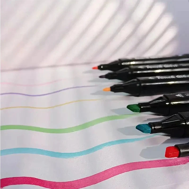 KTX-083731 Dual Tip Alcohol-Based Marker Pens - 48 Non-Toxic Colours for Artists and Crafters