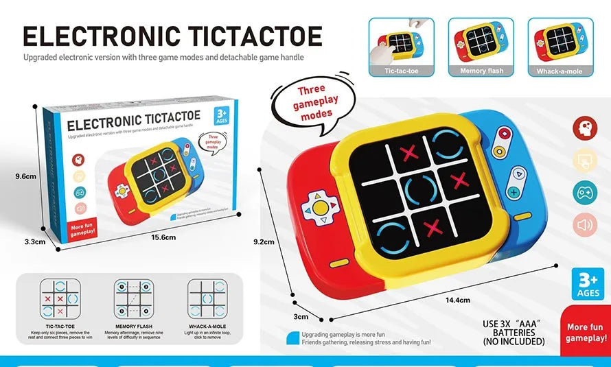 HKM-642323 2-in-1 Digital Handheld Tic Tac Toe Game Console for Engaging Fun Entertainment