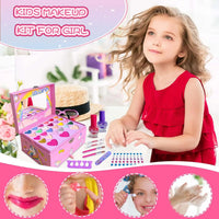 HKM-311187 Purple Cosmetic Makeup Kit for Girls with Eye Shadow and Nail Polish, 2 Layers Craft Case for Ages 2-13