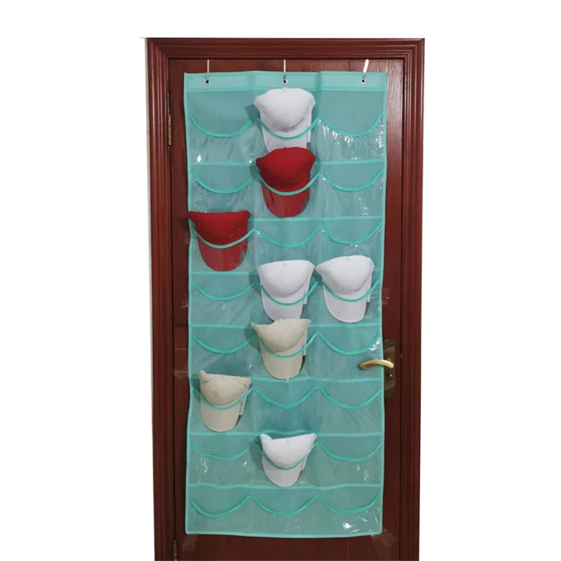 KTX-795027 Over-the-Door Hat Organizer with 24 Slots for Baseball Cap Storage