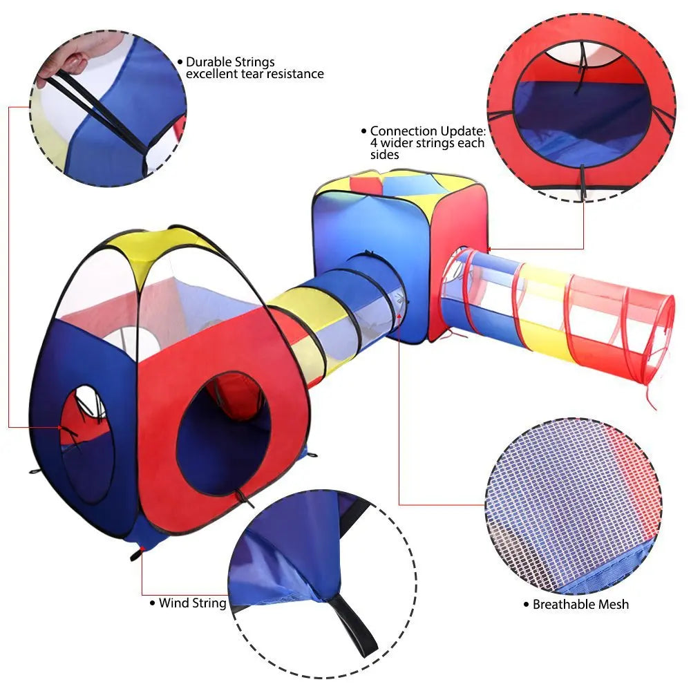 KTX-201299 Children's Portable Outdoor Play Tent Set with Tunnel and House for Fun Camping Activities