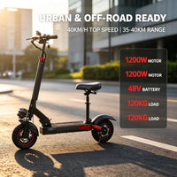 Fat Tire Electric Scooter for Adults Foldable Design Dual Motors Waterproof Lithium Battery 1200W Motor up 50km/h 30-40km Range