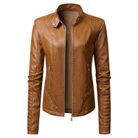 HKM-914387 New Popular Long PU Leather Jackets for European American Women Zipper Closure Women's Clothing Jacket Custom