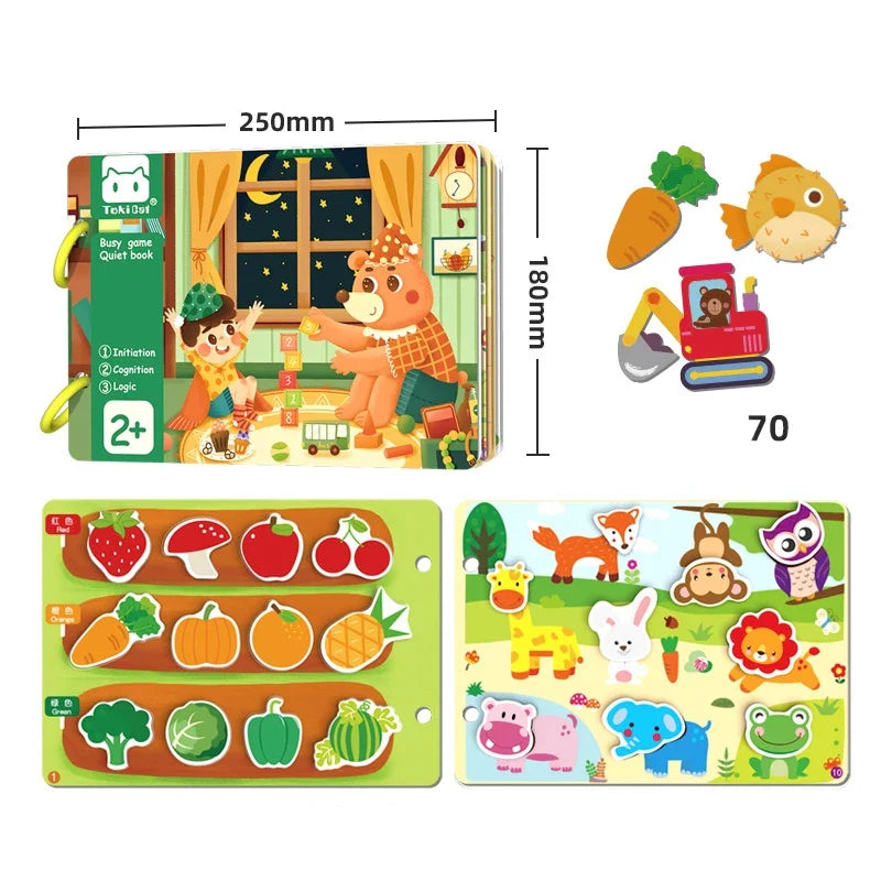 KTX-671251 Montessori Educational Animal Farm Busy Book with Paper Sensory Stickers for Preschool Learning