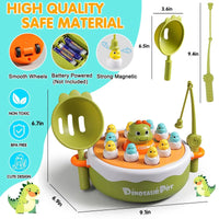 HKM-460371 Dinosaur 4 in 1 Pop Up Board Game for Kids - Electronic Musical Bouncing Turntable Fishing Fun