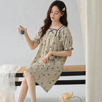 HKM-329171 New Design Plus Size Spring and Autumn Cotton Nightdress Loose Casual Pregnant Women Long Skirts