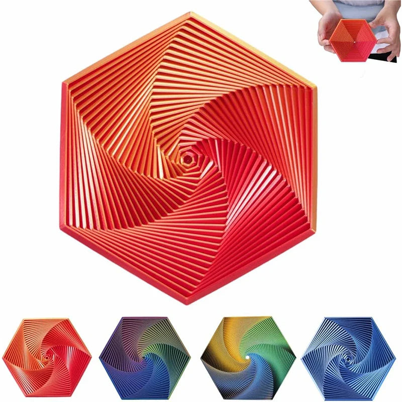 KTX-080275 3D Printed Fractal Hexagon Fidget Spiral Toy for Stress Relief and Anxiety Management