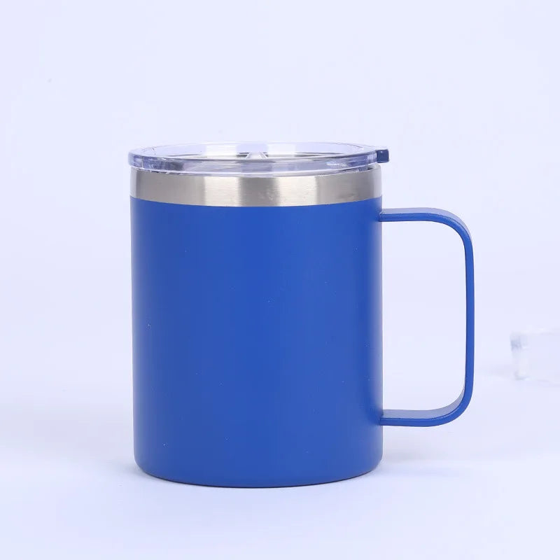 KTX-564179 12oz Eco-Friendly 304 Stainless Steel Coffee Mug with Sliding Lid and Handle for Camping and Travel