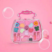 HKM-523603 Kids Pretend Play Makeup Set with Washable Eyeshadow and Lipsticks, Includes Cosmetic Bag, Perfect for Ages 2-13