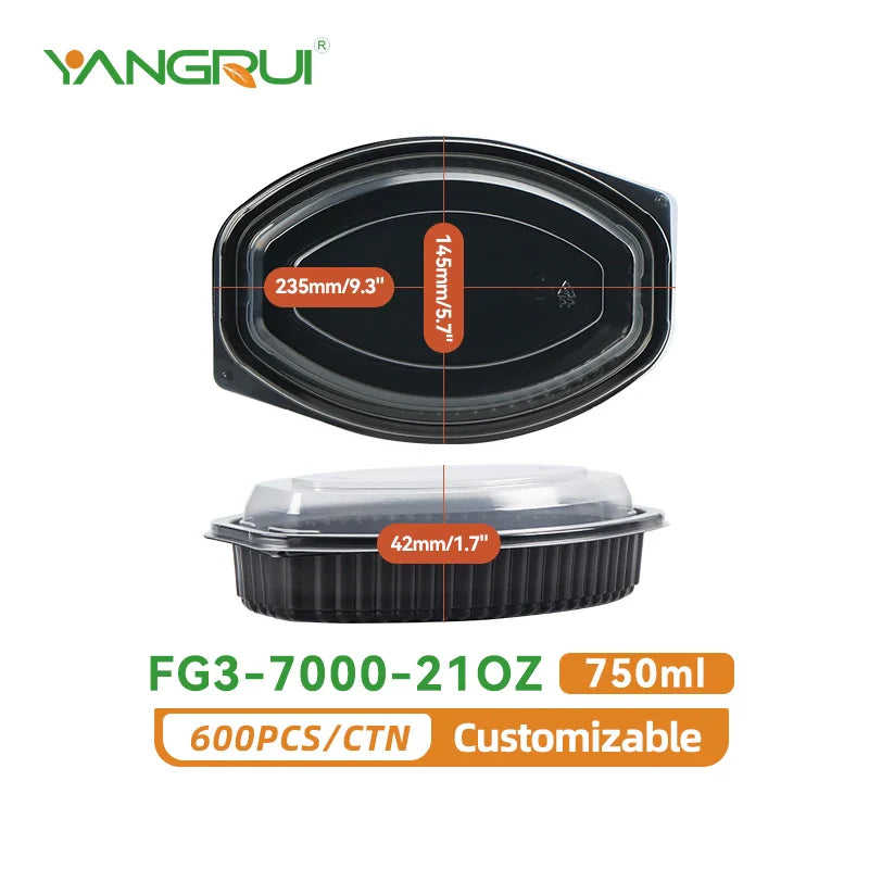 KTX-450387 Microwavable Clear Plastic Food Containers with Lids - Recycled Small Takeout Boxes