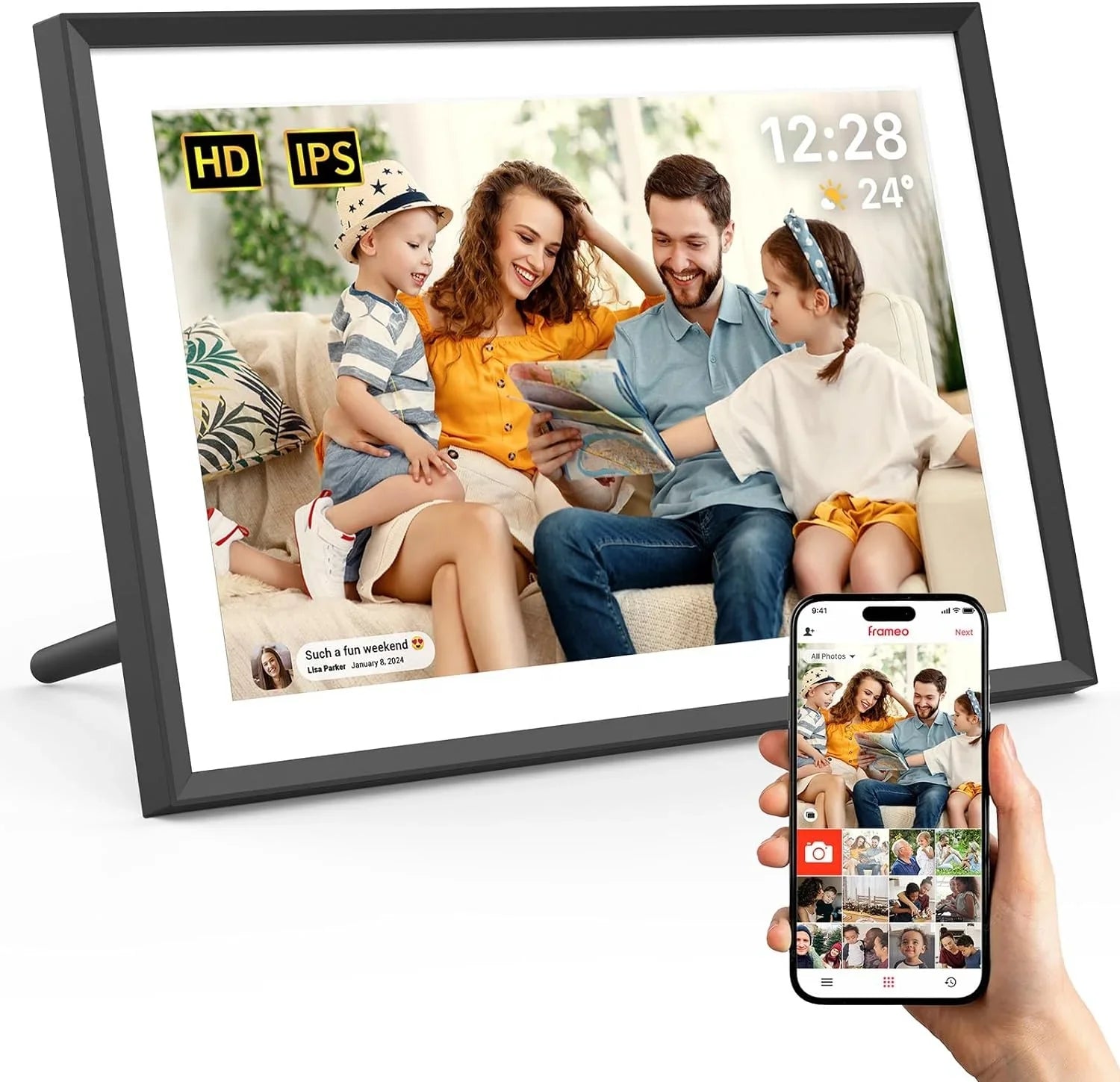 KTX-276627 10.1 Inch WiFi Digital Picture Frame with 32GB Storage and Touch Screen for Photo and Video Uploading