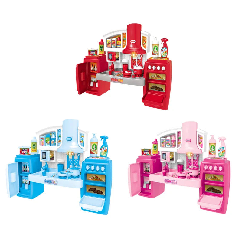 KTX-551699 Kids Kitchen Play Set with Tableware - Pretend Simulation Cooking Toy for Girls