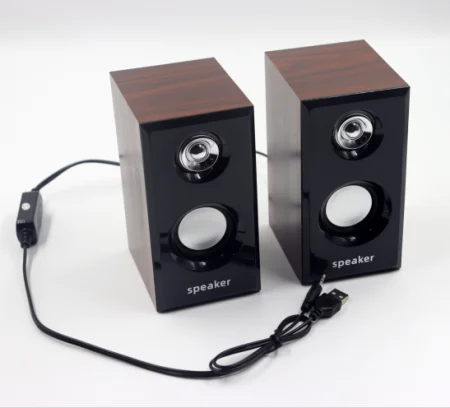KTX-301459 Wooden 2.0 Hi-Fi Computer Speakers with USB Communication and DC Power Source