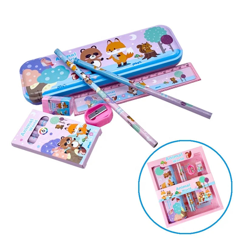 KTX-551379 12-piece Customised School Supplies Set with Pencil Case, Ruler, Eraser and Crayon for Kids