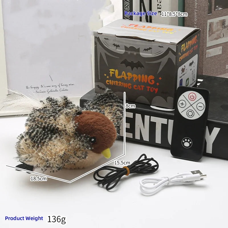 HKM-079507 Rechargeable Interactive Cat Toy with Touch Activation and Chirping Flapping Bird for Indoor Kittens