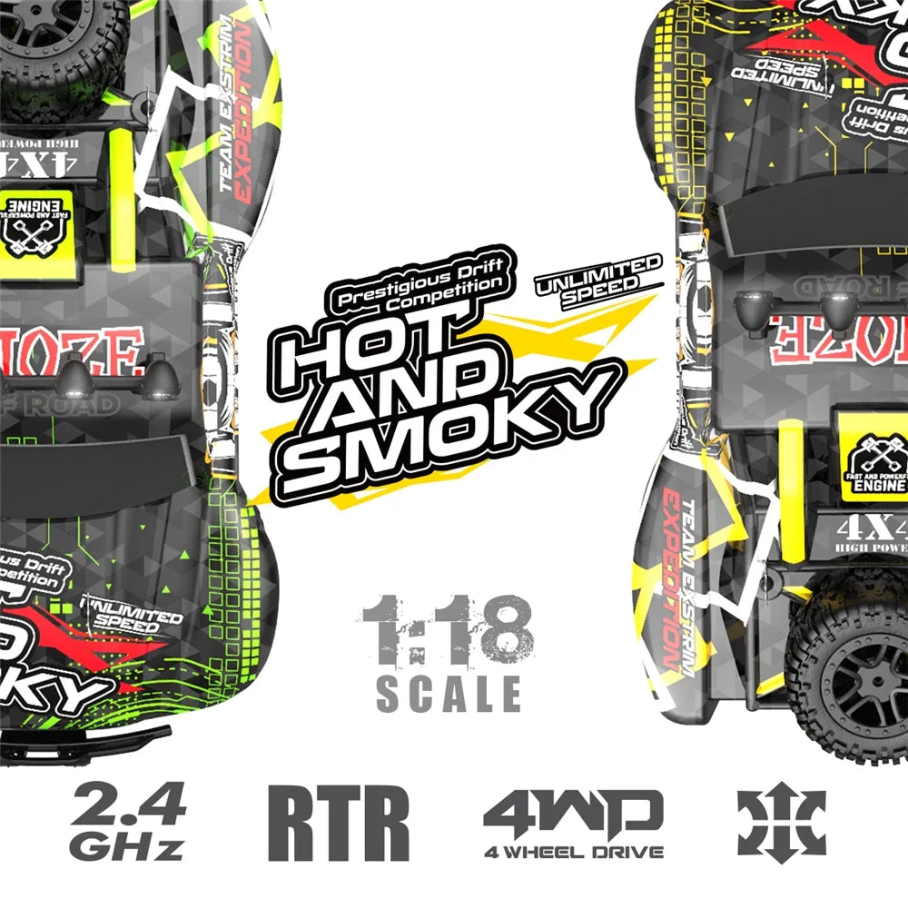HKM-643475 1:18 Waterproof Electric 4X4 Remote Control Racing Buggy with Lights and 80m Range