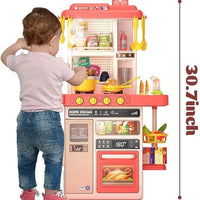 HKM-358611 Kids Kitchen Play Set - 50PCS Cooking Toys with Sounds, Lights, and Spray for Ages 2 to 13