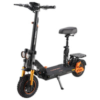 HKM-4594593 Off-Road Folding Electric Scooter with Seat, 800W Motor (1000W Peak), 48V 18Ah Battery, 28 mph, 11/10 in Tires