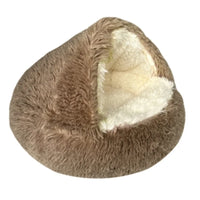 HKM-586835 Plush Round Winter Warm Cat and Dog Bed - Soft, Comfortable, and Machine Washable