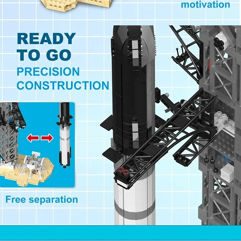 KTX-341267 Starship Rocket Building Block Model Set with 1763 Pieces for Ages 8 and Up