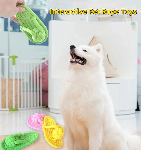 KTX-913363 Interactive Woven Cotton Rope Dog Chew Toy for Dental Care and Play
