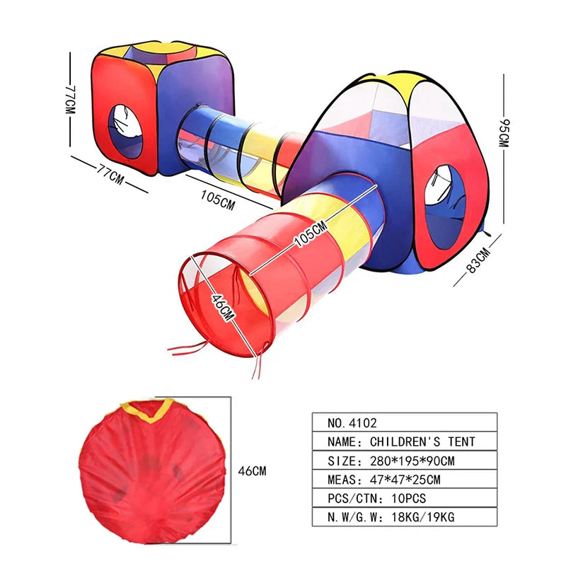 KTX-201299 Children's Portable Outdoor Play Tent Set with Tunnel and House for Fun Camping Activities