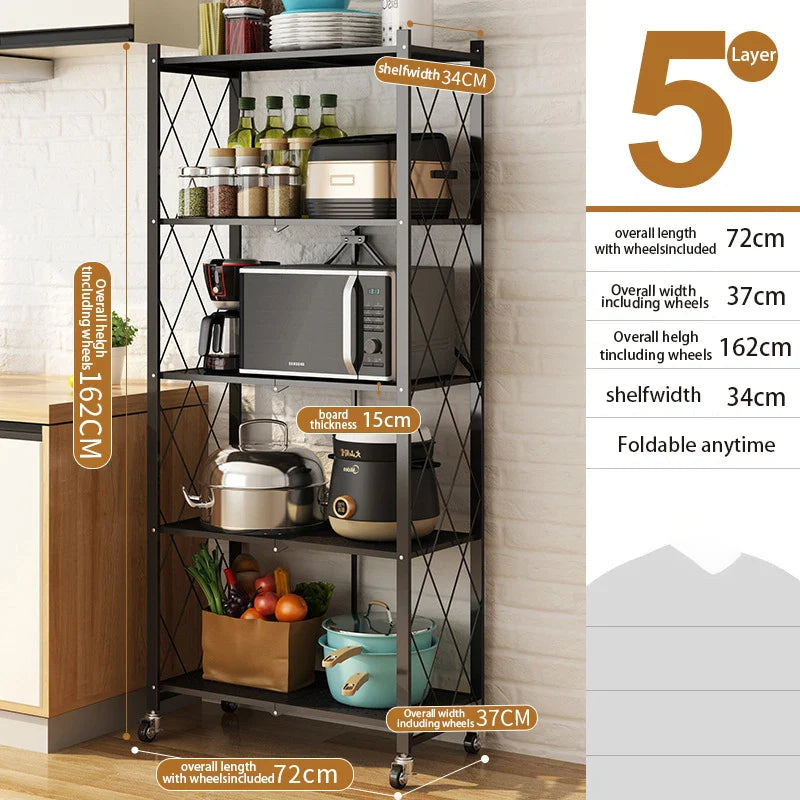 KTX-467347 Multifunctional Folding Kitchen and Bathroom Storage Rack Organizer