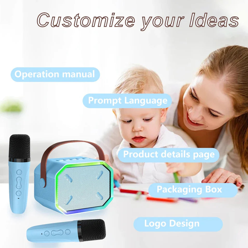 KTX-136467 Portable Mini Speaker with Wireless Dual Microphone for Karaoke and Audio Playback