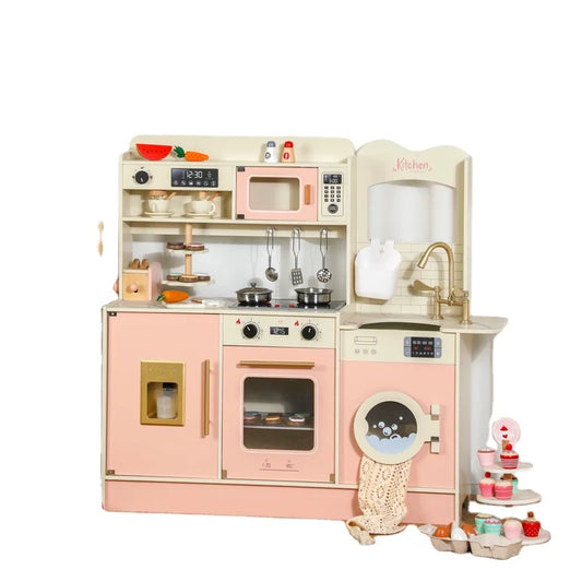 KTX-748307 Wooden Pretend Play Kitchen Set with Accessories for Toddlers