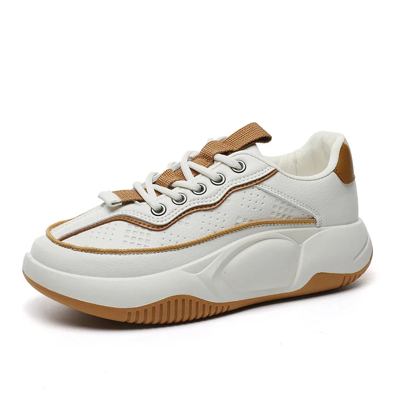 HKM-212755 YB6051-1 New Women's Sports Shoes Solid Color Autumn Breathable Increase Sole Sports Casual Shoes Versatile Board Shoes