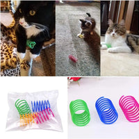 HKM-456915 Interactive 4-Piece Durable Plastic Spiral Spring Toy for Cats