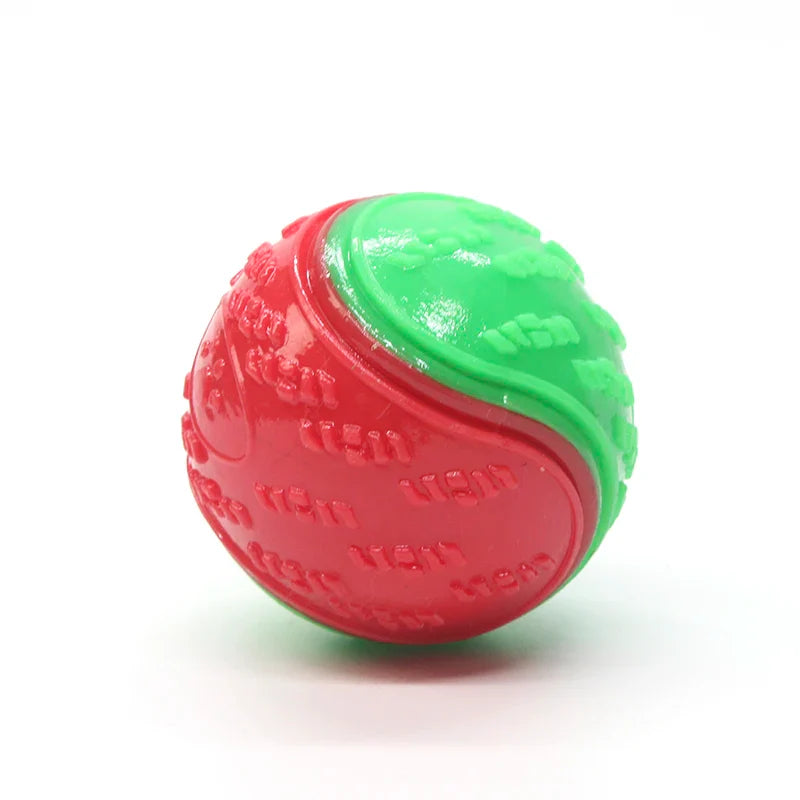 HKM-126931 Interactive 6.5 cm TPR Dog Chew Toy with Squeaker - Strong Splice Contrast Colour Ball