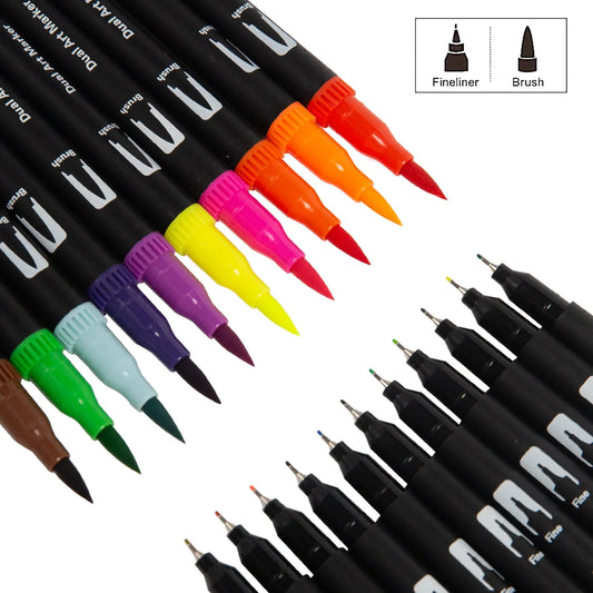 KTX-732179 Custom Dual Watercolour Brush Pens - Alcohol-Based Art Markers for Coloring Books and Art Diaries