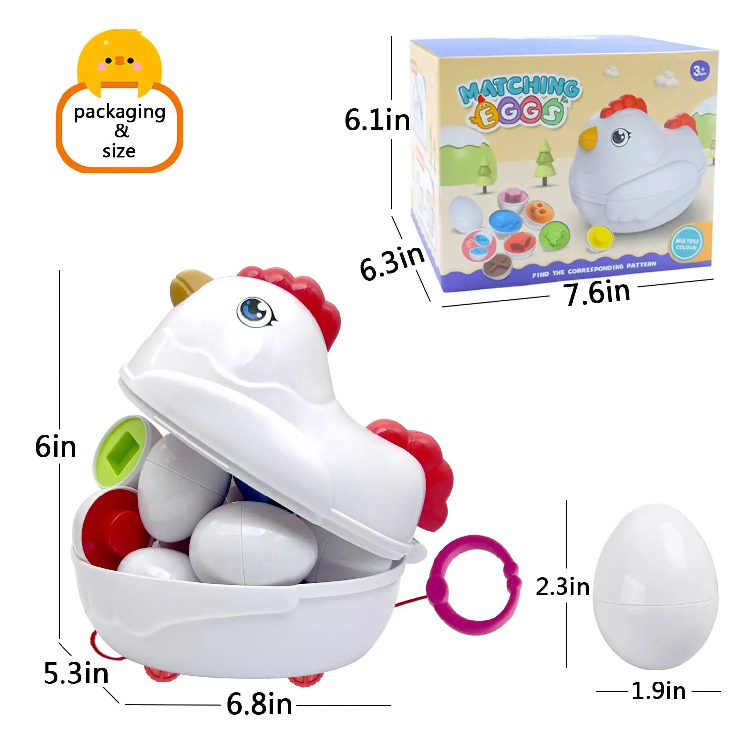 HKM-101075 Sensory Matching Eggs Educational Toy for Babies 0-12 Months - Shape and Color Recognition