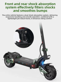 HKM-8033875 Electric Scooter 1200W Motor 60V 15.6Ah Battery 31 Mile Range 11-Inch Tires Disc Brakes Foldable Dual Suspension